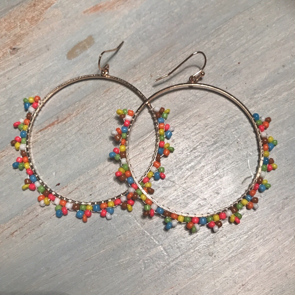 large candi bead gold hoops 🎡